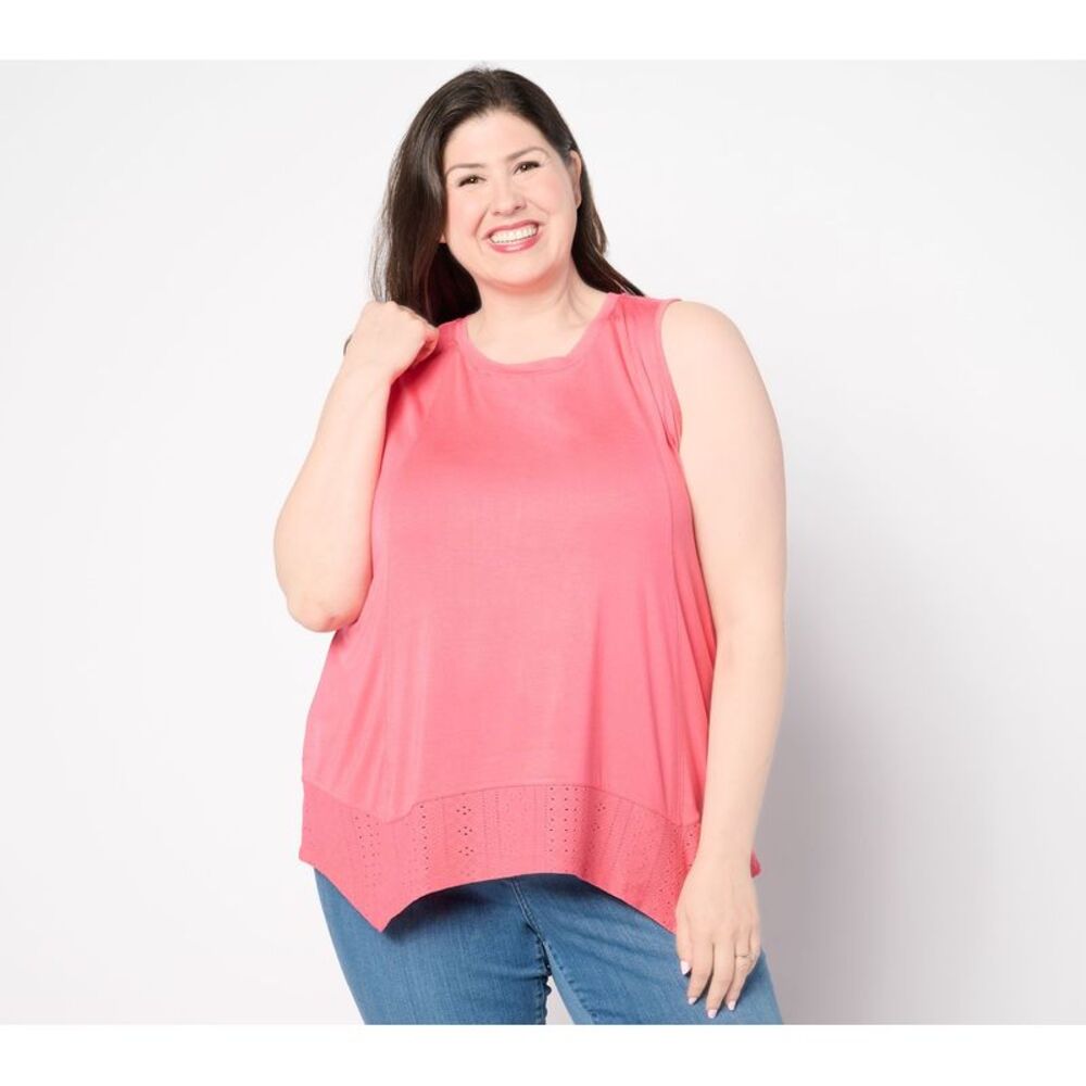 Farmers Defense Women's Top Sz M Lace Scoop Neck Tank Pink